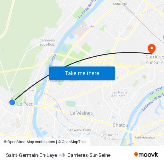 Saint-Germain-En-Laye to Carrieres-Sur-Seine map