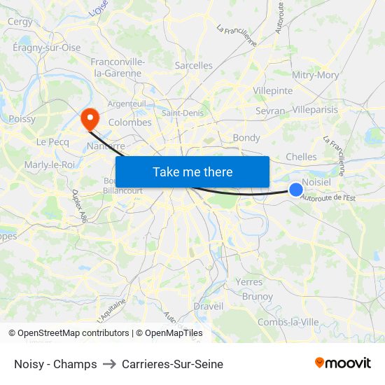 Noisy - Champs to Carrieres-Sur-Seine map