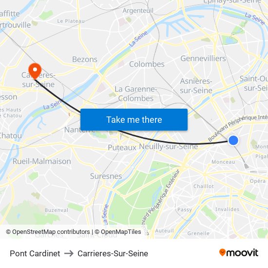 Pont Cardinet to Carrieres-Sur-Seine map