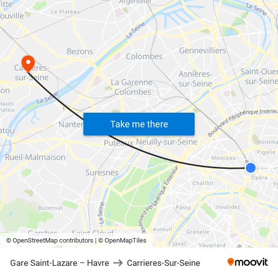 Gare Saint-Lazare – Havre to Carrieres-Sur-Seine map