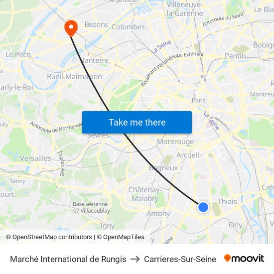 Marché International de Rungis to Carrieres-Sur-Seine map