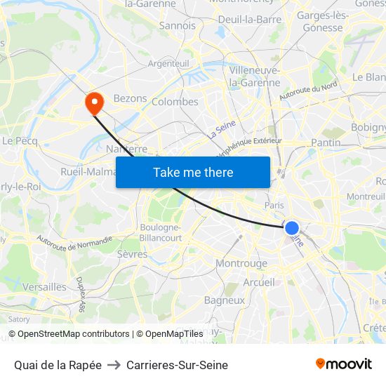 Quai de la Rapée to Carrieres-Sur-Seine map