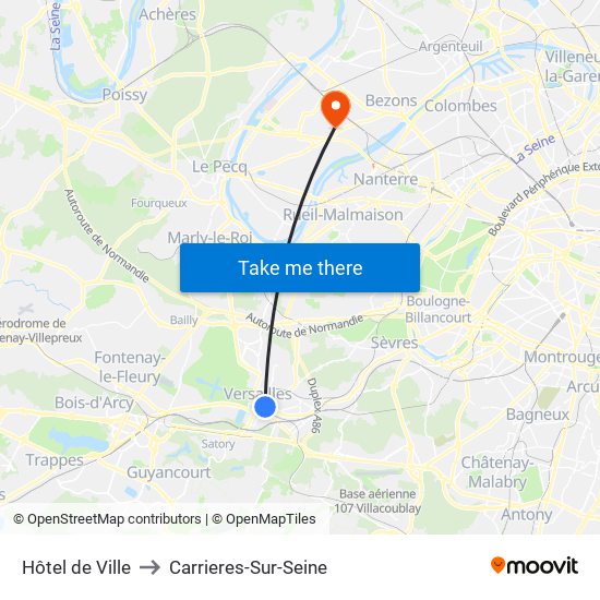 Hôtel de Ville to Carrieres-Sur-Seine map