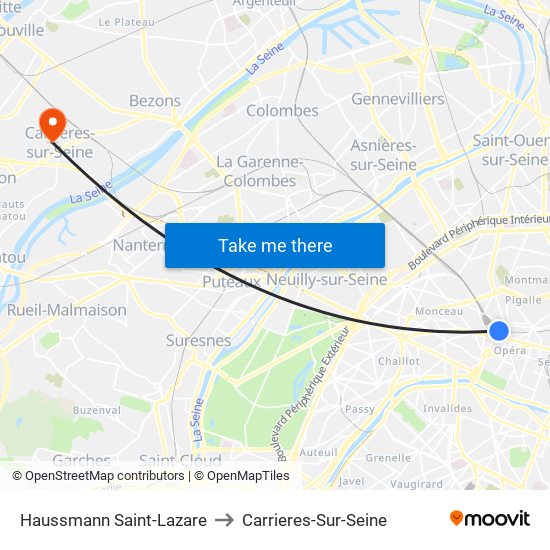 Haussmann Saint-Lazare to Carrieres-Sur-Seine map