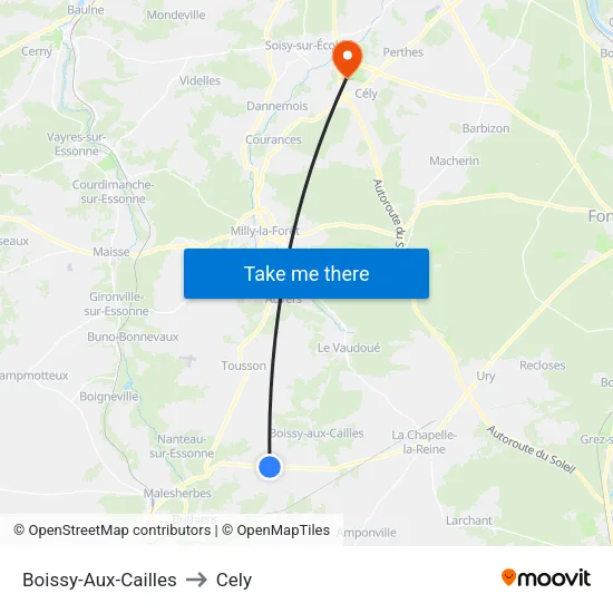Boissy-Aux-Cailles to Cely map