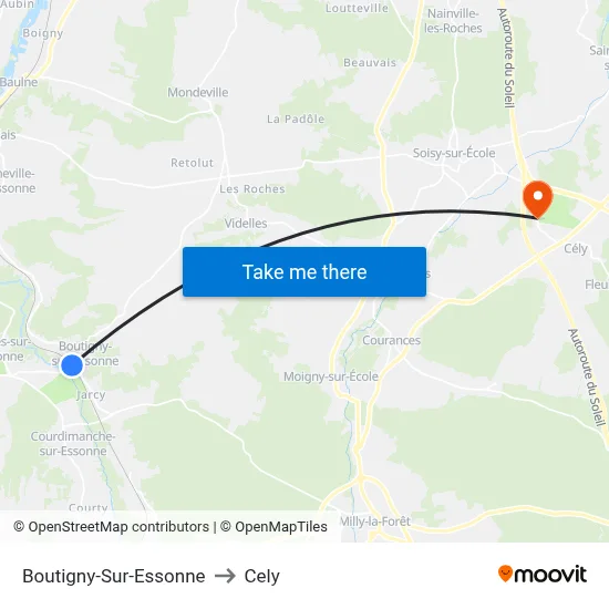 Boutigny-Sur-Essonne to Cely map