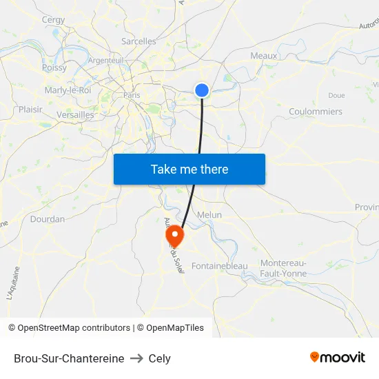 Brou-Sur-Chantereine to Cely map