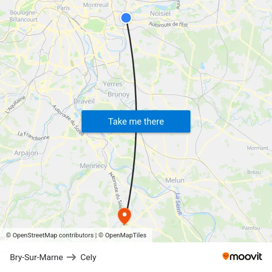 Bry-Sur-Marne to Cely map
