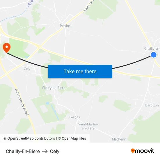Chailly-En-Biere to Cely map