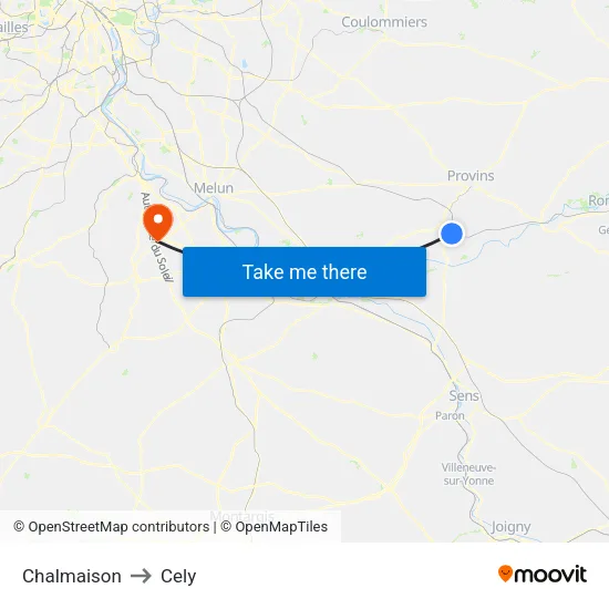 Chalmaison to Cely map