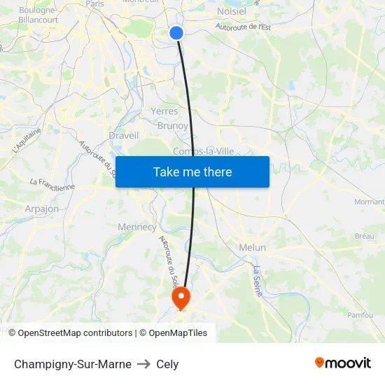Champigny-Sur-Marne to Cely map