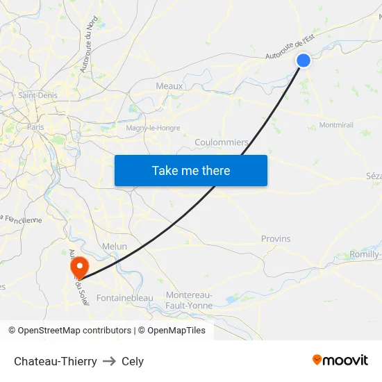 Chateau-Thierry to Cely map