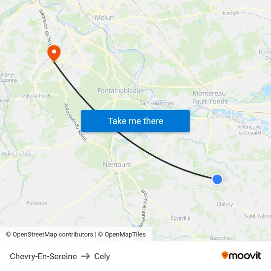 Chevry-En-Sereine to Cely map