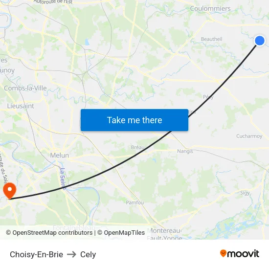 Choisy-En-Brie to Cely map