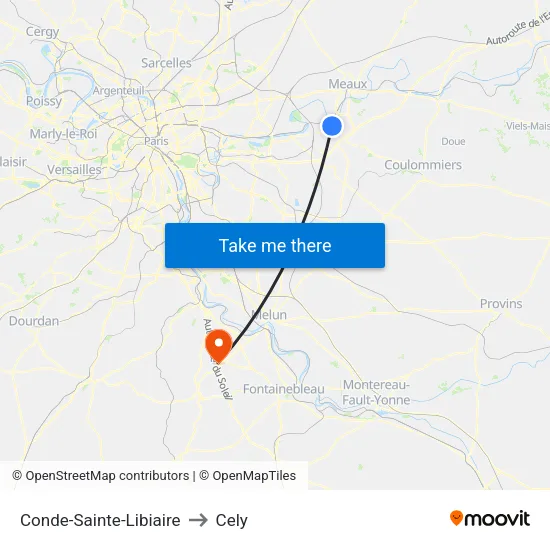 Conde-Sainte-Libiaire to Cely map
