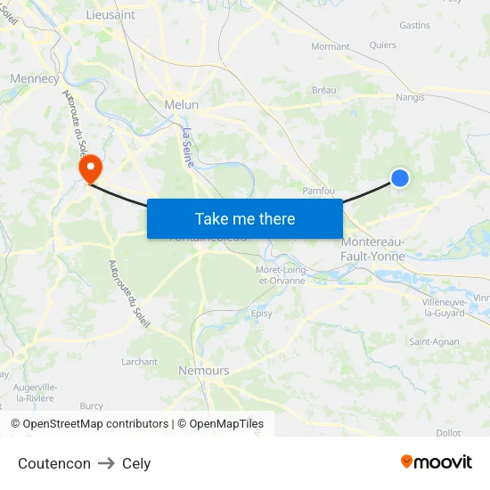 Coutencon to Cely map