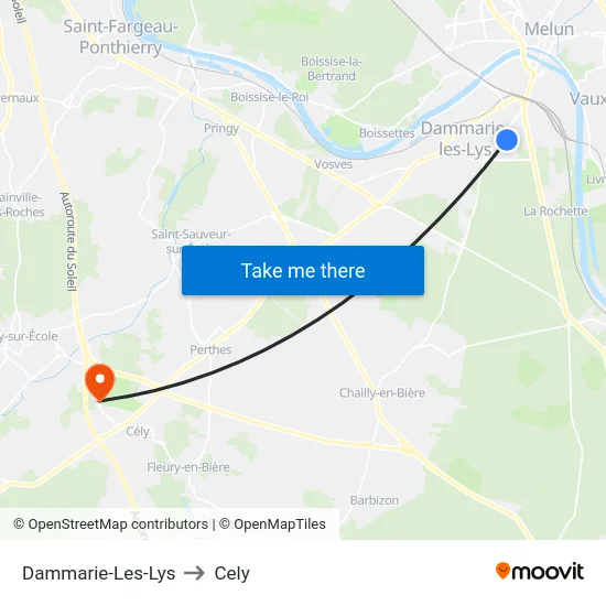 Dammarie-Les-Lys to Cely map