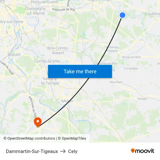 Dammartin-Sur-Tigeaux to Cely map
