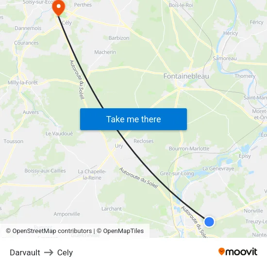 Darvault to Cely map