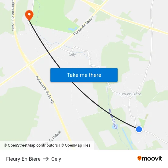 Fleury-En-Biere to Cely map