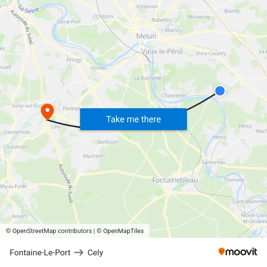 Fontaine-Le-Port to Cely map