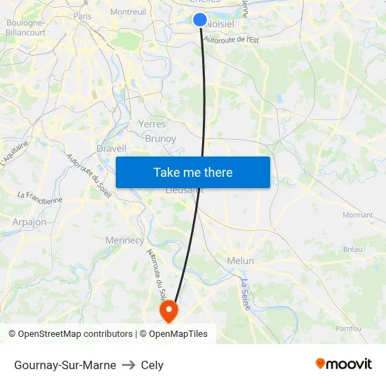 Gournay-Sur-Marne to Cely map