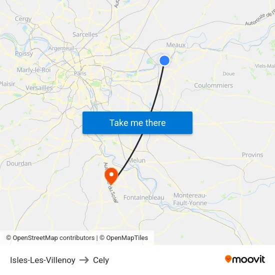 Isles-Les-Villenoy to Cely map