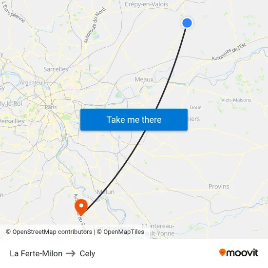 La Ferte-Milon to Cely map
