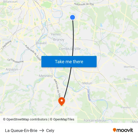 La Queue-En-Brie to Cely map