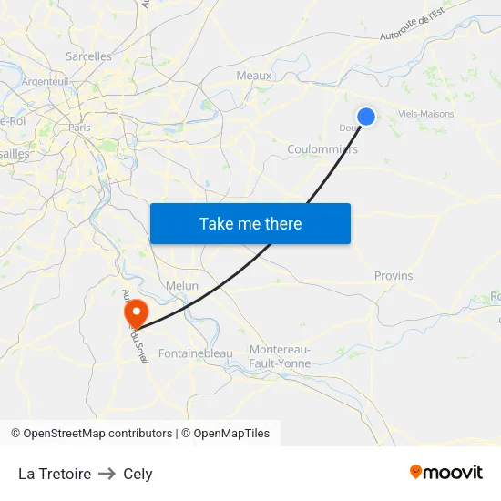La Tretoire to Cely map