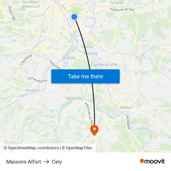 Maisons-Alfort to Cely map