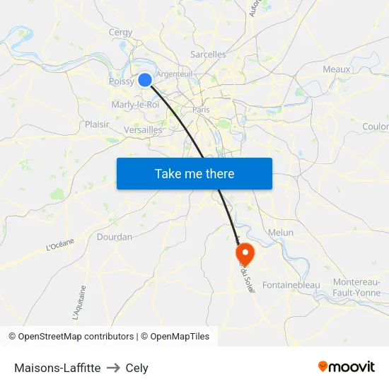 Maisons-Laffitte to Cely map