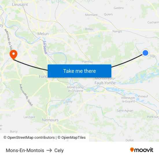 Mons-En-Montois to Cely map