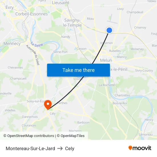 Montereau-Sur-Le-Jard to Cely map