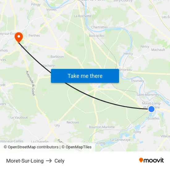 Moret-Sur-Loing to Cely map