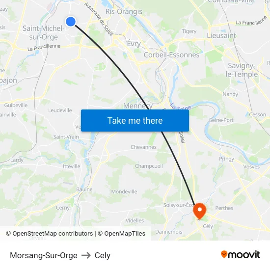 Morsang-Sur-Orge to Cely map