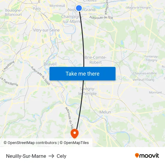 Neuilly-Sur-Marne to Cely map