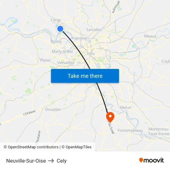 Neuville-Sur-Oise to Cely map
