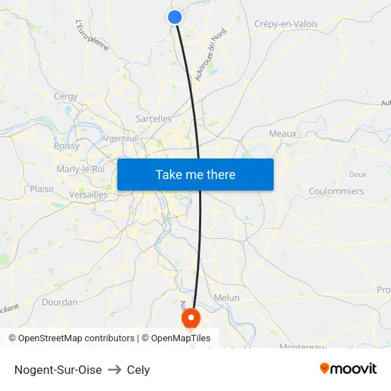 Nogent-Sur-Oise to Cely map
