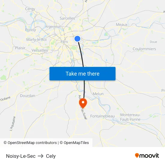 Noisy-Le-Sec to Cely map