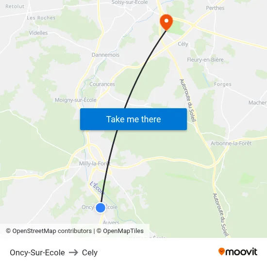 Oncy-Sur-Ecole to Cely map