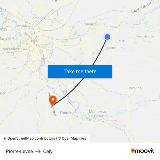 Pierre-Levee to Cely map