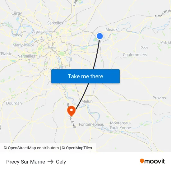 Precy-Sur-Marne to Cely map