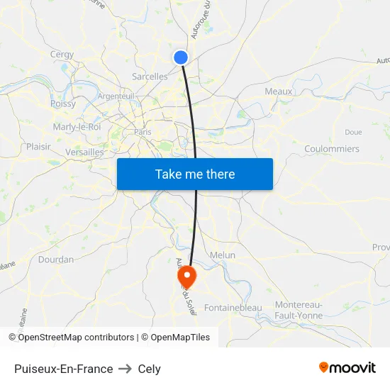 Puiseux-En-France to Cely map