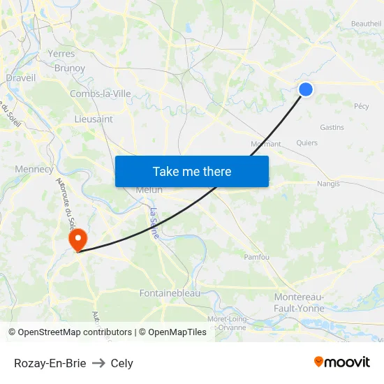 Rozay-En-Brie to Cely map