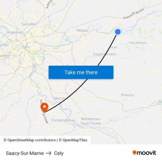 Saacy-Sur-Marne to Cely map