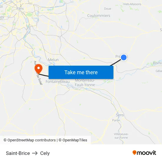 Saint-Brice to Cely map