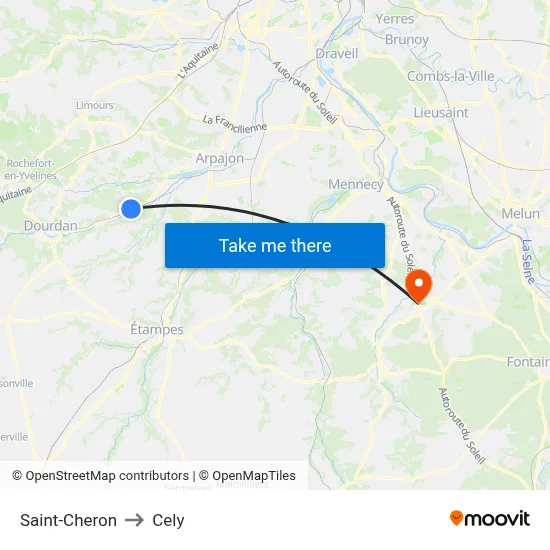 Saint-Cheron to Cely map