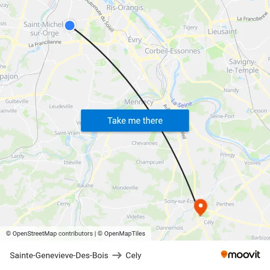 Sainte-Genevieve-Des-Bois to Cely map