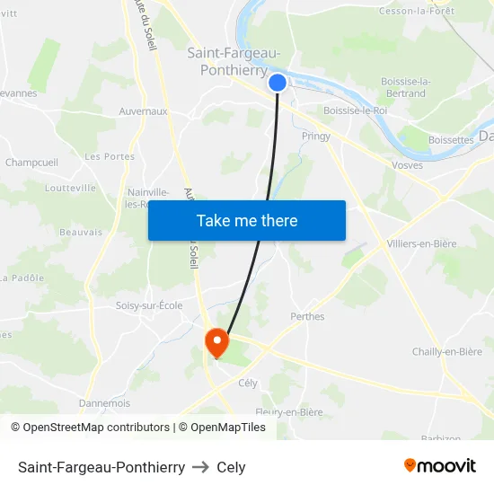 Saint-Fargeau-Ponthierry to Cely map